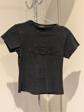 PAZZO Black Short-Sleeve Crewneck Tee with Tone-on-Tone Logo